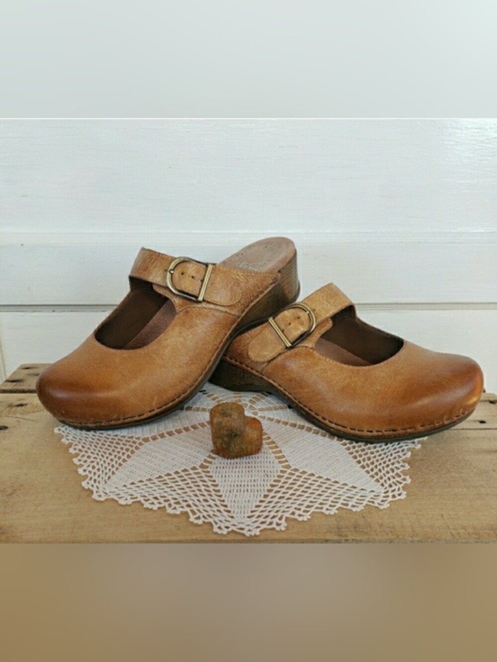Dansko Honey Clogs Martina MaryJane Burnished Strap Buckle Slides Boho Prairie ♡ - Picture 9 of 12